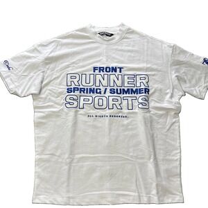 Front Runner T Shirt Mens Logo Graphic Tee White Print Streetwear Summer Size XS
